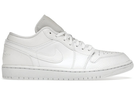 JORDAN 1 LOW TRIPLE WHITE TUMBLED LEATHER