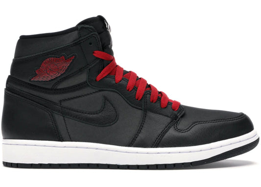 JORDAN 1 RETRO HIGH BLACK SATIN GYM RED